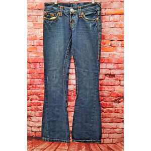 True Religion Bobby Super T Jeans Mens 26 Blue Denim Thick Stitch Cowboy Bootcut